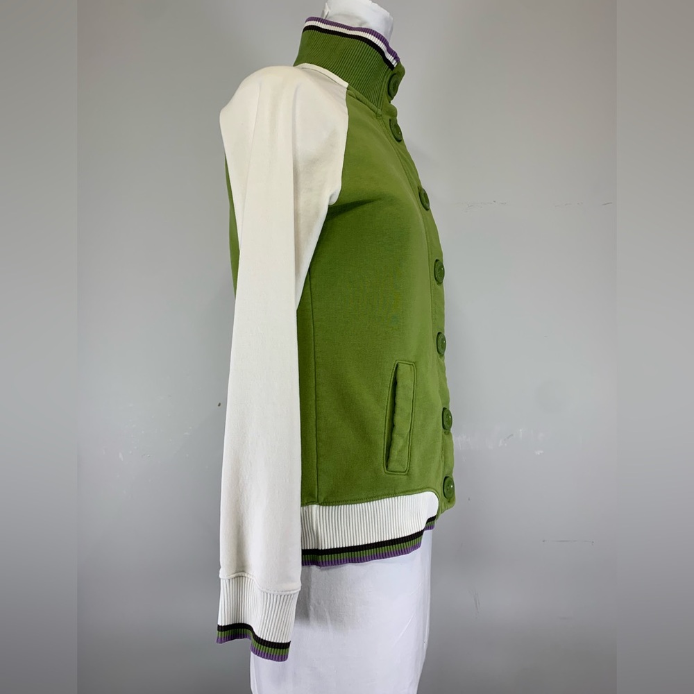 Vintage Esprit Green and White Colorblock Varsity Bomber Jacket - Picture 2 of 6
